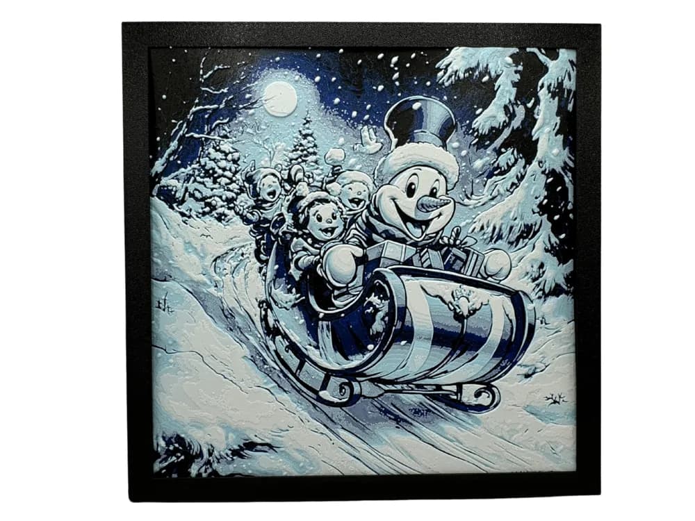 Frosty the Snowman - Sledding by Canadian Gamer HueForge model: Frosty the Snowman - Sledding by Canadian Gamer