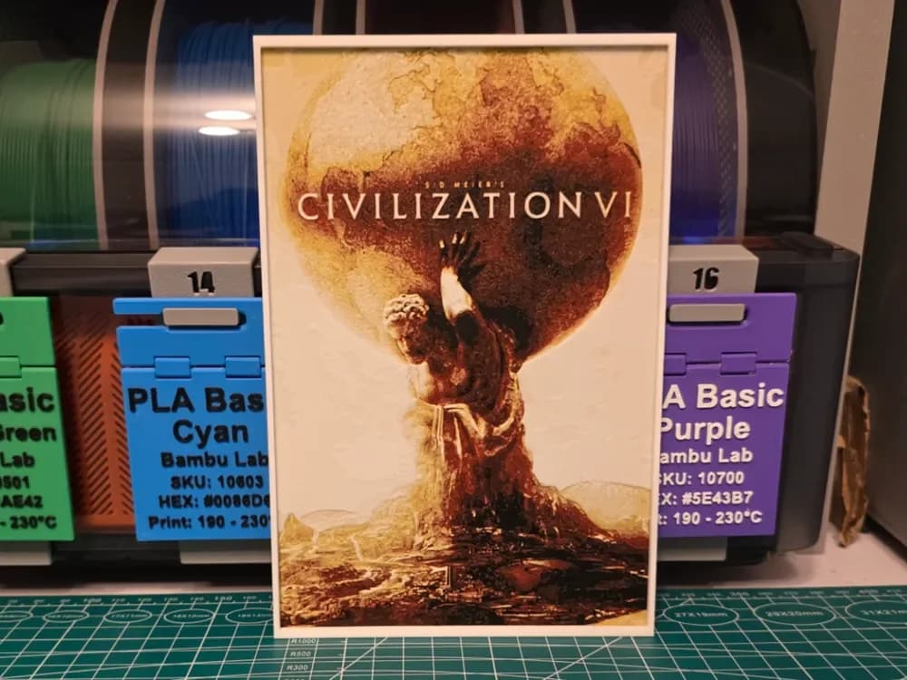 Sid Meier's Civilization VI Poster - Hueforge Art by Lumpy3D HueForge model: Sid Meier's Civilization VI Poster - Hueforge Art by Lumpy3D
