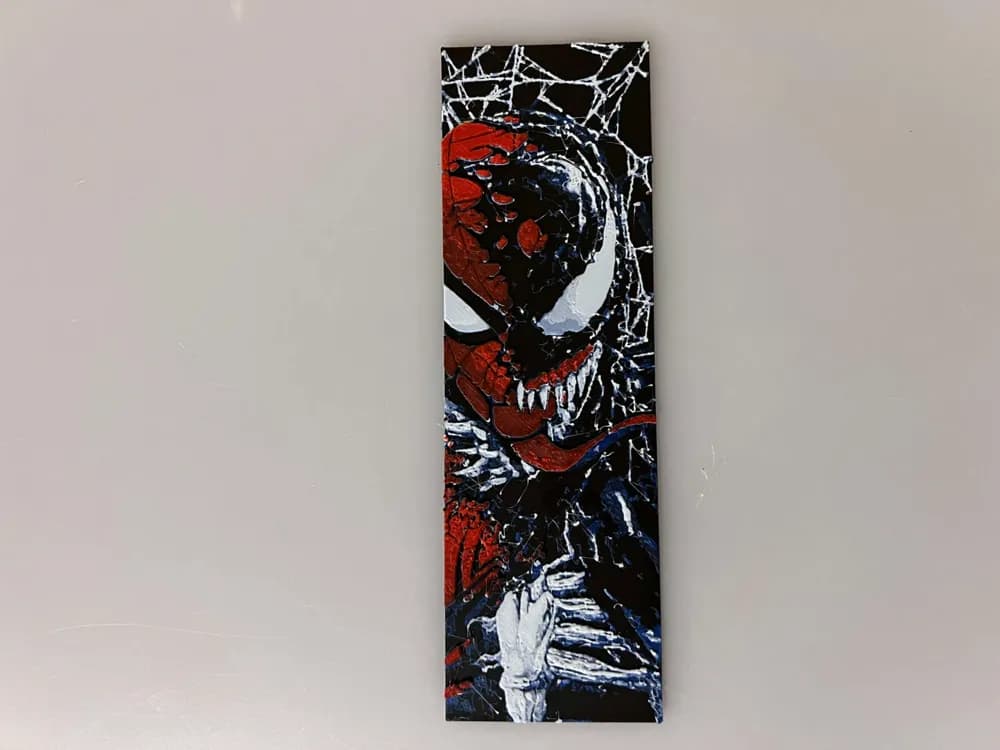 Spider-Man and Venom Symbiote - Bookmark by 3djd HueForge model: Spider-Man and Venom Symbiote - Bookmark by 3djd