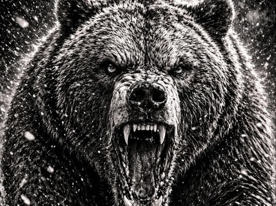 Fierce BEAR – Black and White - EASY PRINT Fierce BEAR – Black and White - EASY PRINT