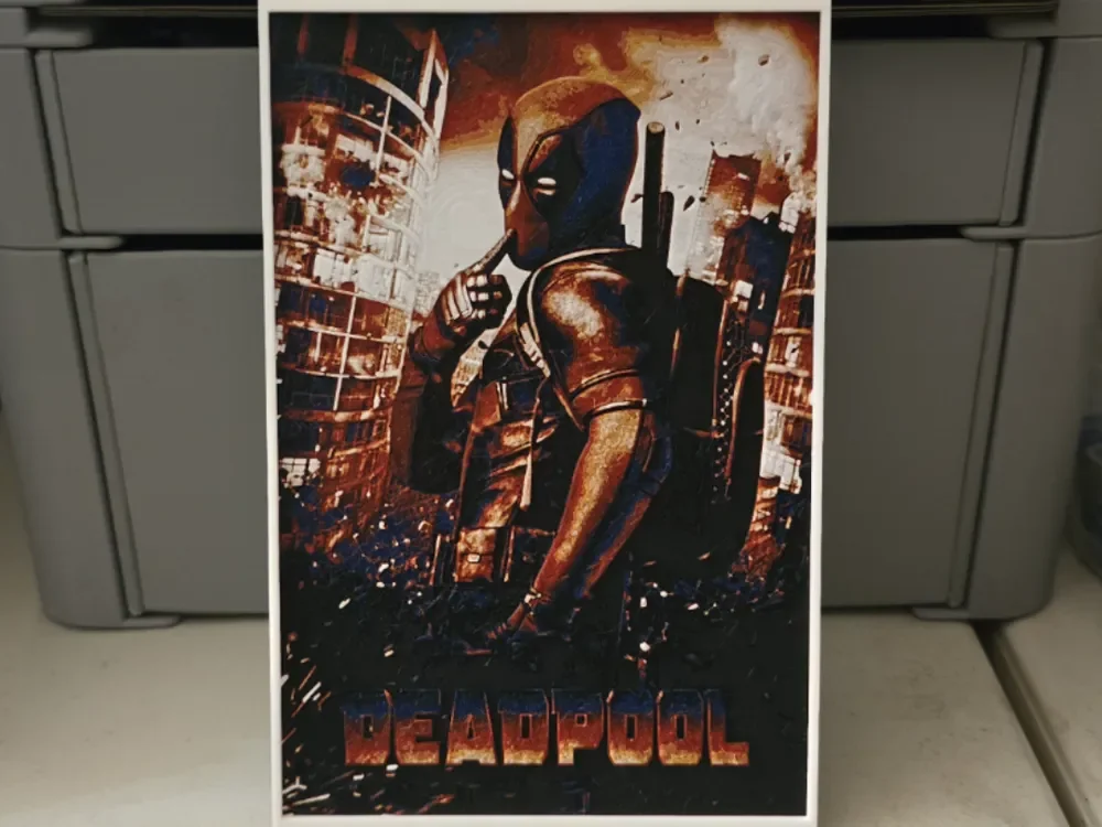 Deadpool Movie Poster - Hueforge Poster by Lumpy3D HueForge model: Deadpool Movie Poster - Hueforge Poster by Lumpy3D