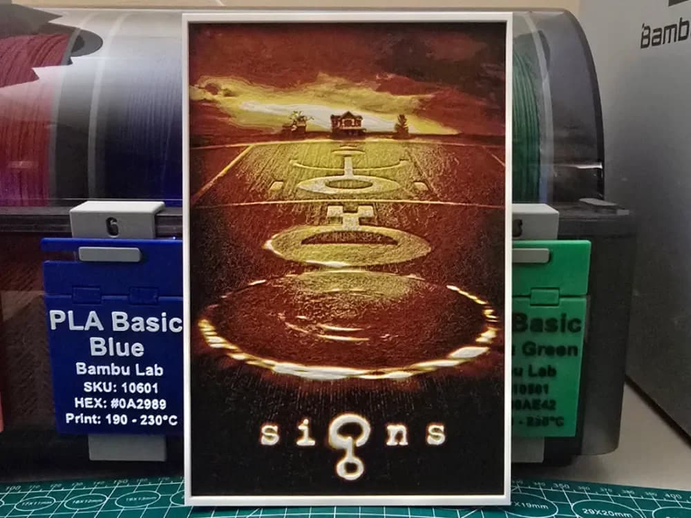 Signs Movie Poster - Hueforge Art by Lumpy3D HueForge model: Signs Movie Poster - Hueforge Art by Lumpy3D
