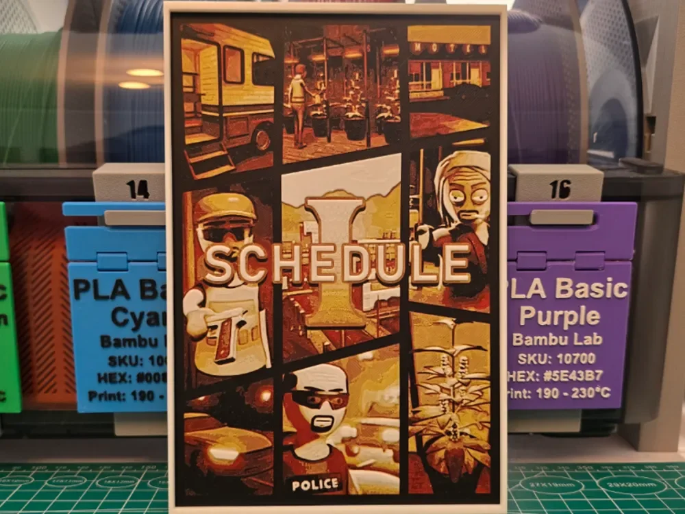 Schedule I Game Poster - Hueforge Art by Lumpy3D HueForge model: Schedule I Game Poster - Hueforge Art by Lumpy3D