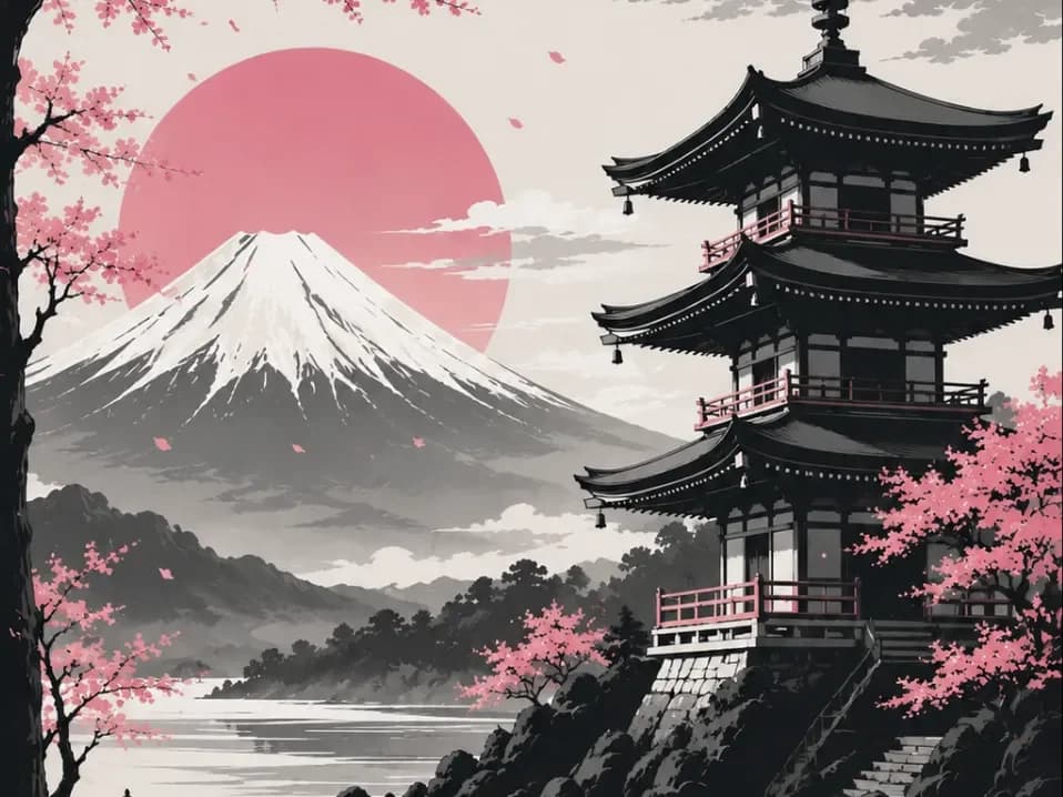 Mount Fuji and Japan Pagoda EASY PRINT Mount Fuji and Japan Pagoda EASY PRINT