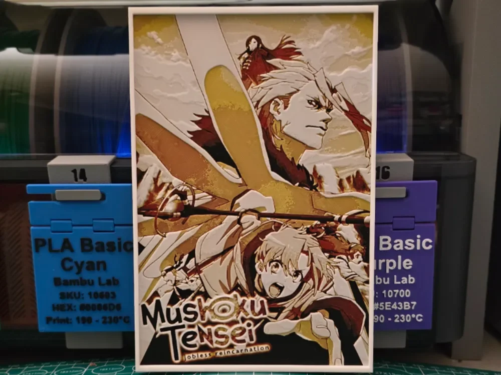 Mushoku Tensei: Jobless Reincarnation Anime Poster by Lumpy3D HueForge model: Mushoku Tensei: Jobless Reincarnation Anime Poster by Lumpy3D