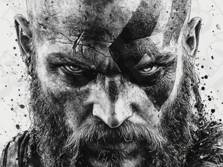 Viking Male 200x400 B&W Hueforge Viking Male 200x400 B&W Hueforge