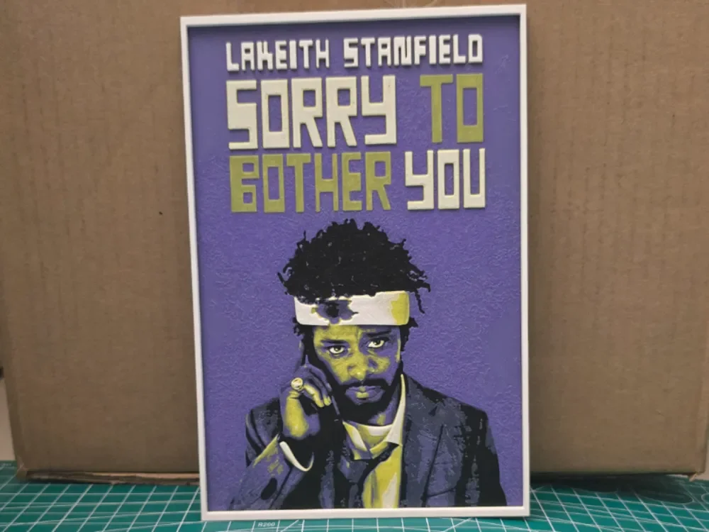 Sorry to Bother You Movie Poster - Hueforge Art by Lumpy3D HueForge model: Sorry to Bother You Movie Poster - Hueforge Art by Lumpy3D