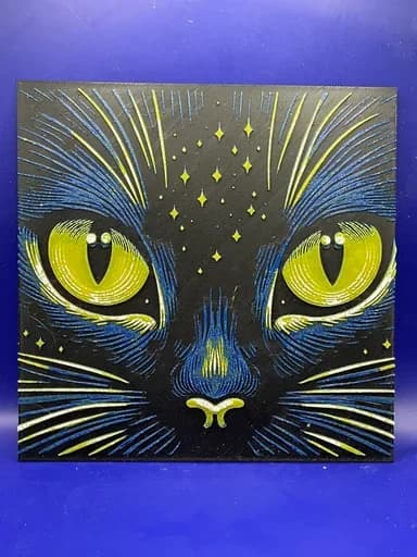 Cat Eyes Woodblock Print 3D Poster (HueForge )