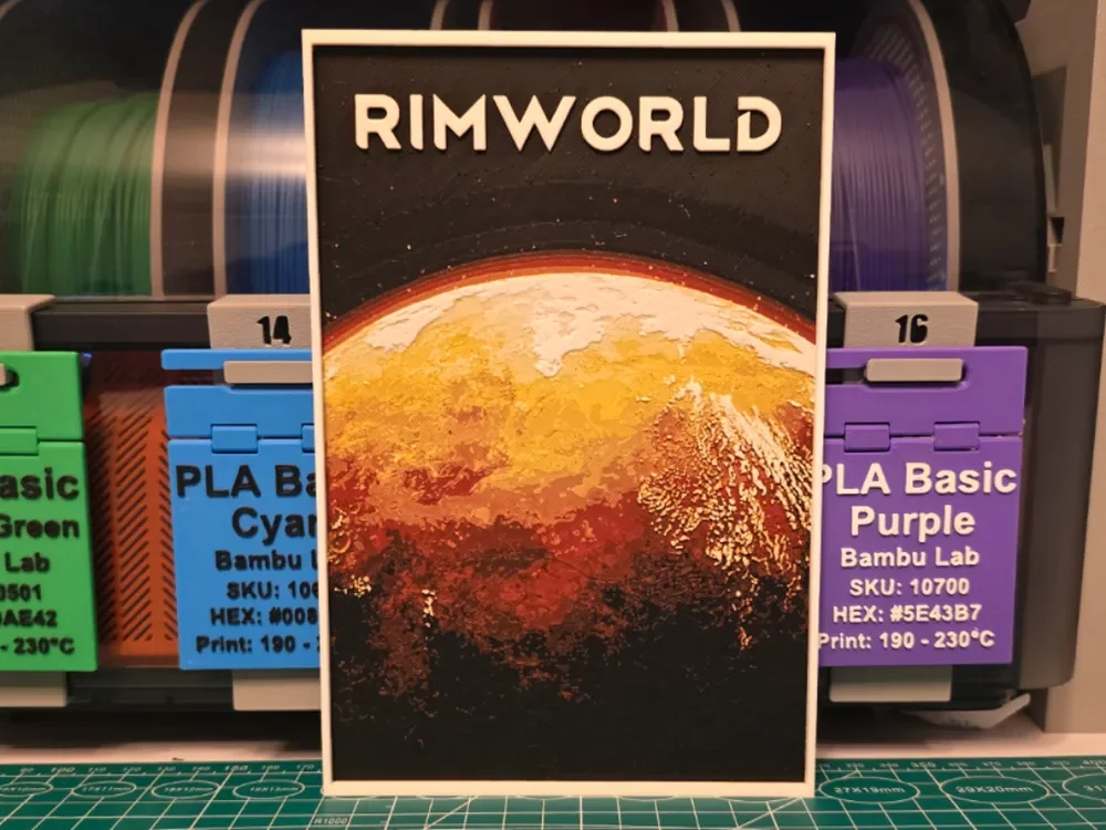 RimWorld Game Poster - Hueforge Art by Lumpy3D HueForge model: RimWorld Game Poster - Hueforge Art by Lumpy3D