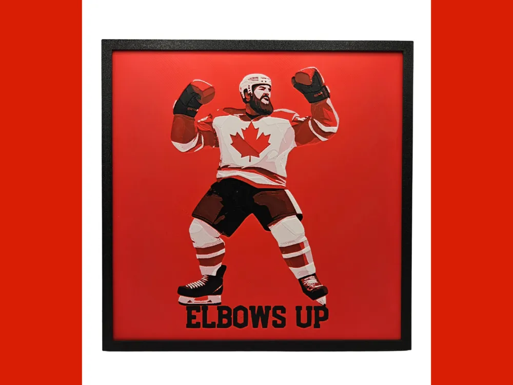 Elbows Up Canada Hockey Player by BusyKikiBee HueForge model: Elbows Up Canada Hockey Player by BusyKikiBee