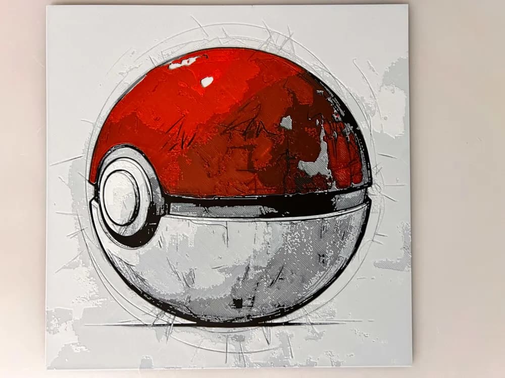 Pokemon Pokéball Scuffed and Chipped by 3djd HueForge model: Pokemon Pokéball Scuffed and Chipped by 3djd