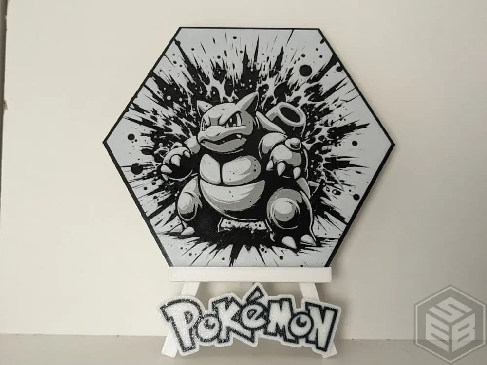 Pokemon Blastoise Hueforge Hex Hexagon by Seb3D HueForge model: Pokemon Blastoise Hueforge Hex Hexagon by Seb3D