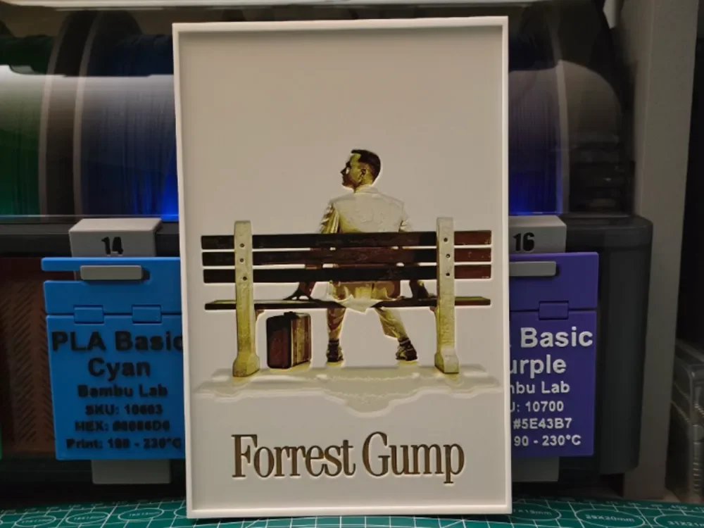 Forrest Gump Movie Poster - Hueforge Art by Lumpy3D HueForge model: Forrest Gump Movie Poster - Hueforge Art by Lumpy3D