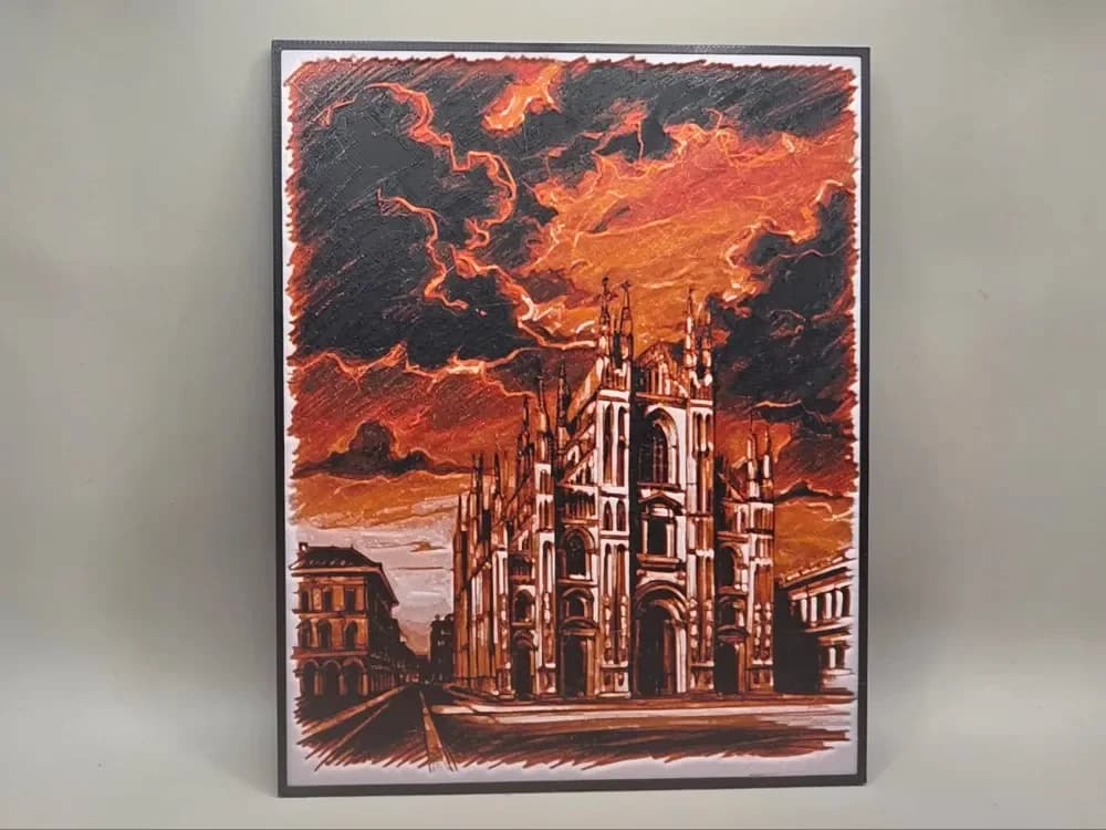 Cyberpunk Style Milan Cathedral - HueForge by keko HueForge model: Cyberpunk Style Milan Cathedral - HueForge by keko