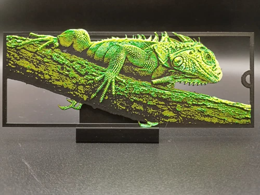 Iguana Framed Bookmark by 3djd HueForge model: Iguana Framed Bookmark by 3djd