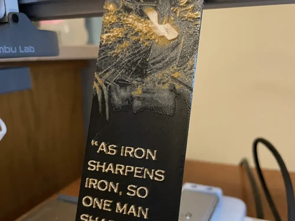 Iron Sharpens Iron Bookmark by 3D_Forged HueForge model: Iron Sharpens Iron Bookmark by 3D_Forged