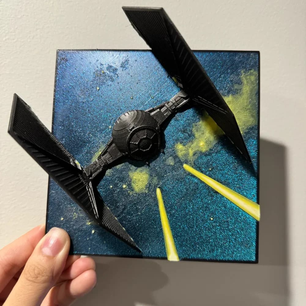 TIE Fighter in Flight - HueForge Hybrid by cyanidesugar HueForge model: TIE Fighter in Flight - HueForge Hybrid by cyanidesugar