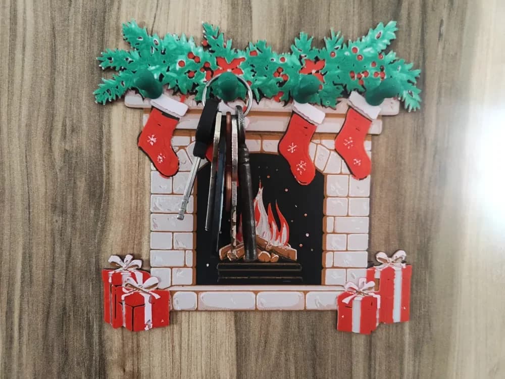 HueForge model: Christmas Fireplace - Key hanger by BeaN
