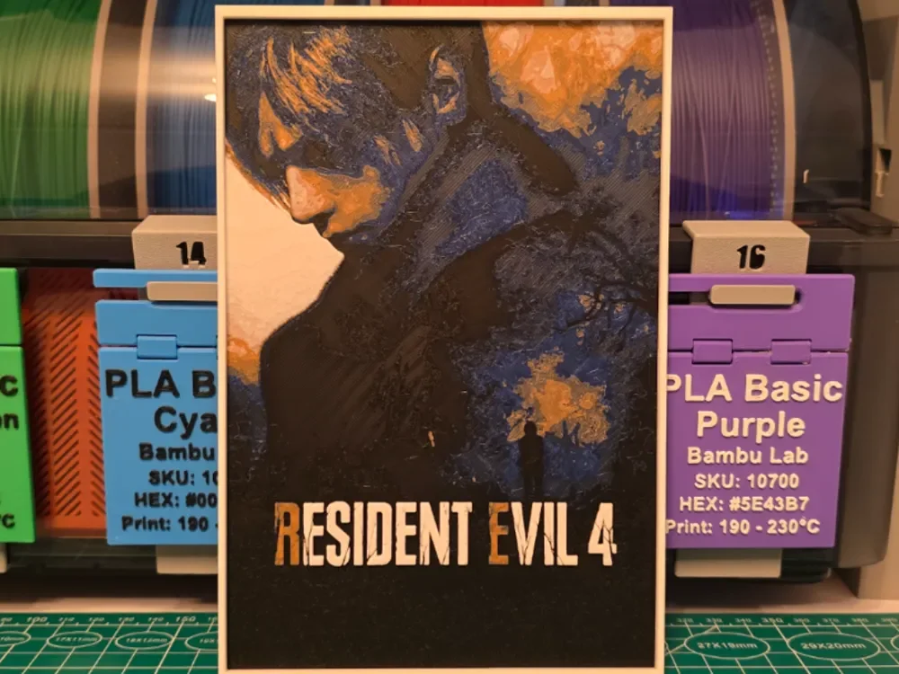 Resident Evil 4 Poster - Hueforge Art by Lumpy3D HueForge model: Resident Evil 4 Poster - Hueforge Art by Lumpy3D