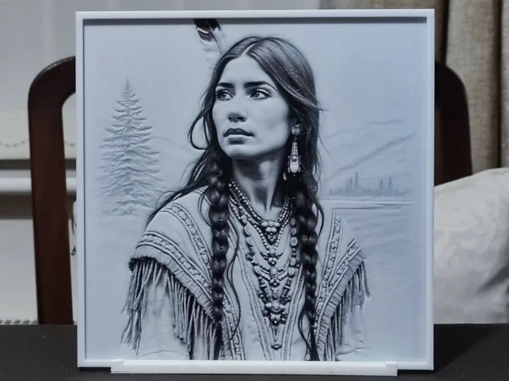 Native American Woman - HueForge 3 Color by BoDad HueForge model: Native American Woman - HueForge 3 Color by BoDad