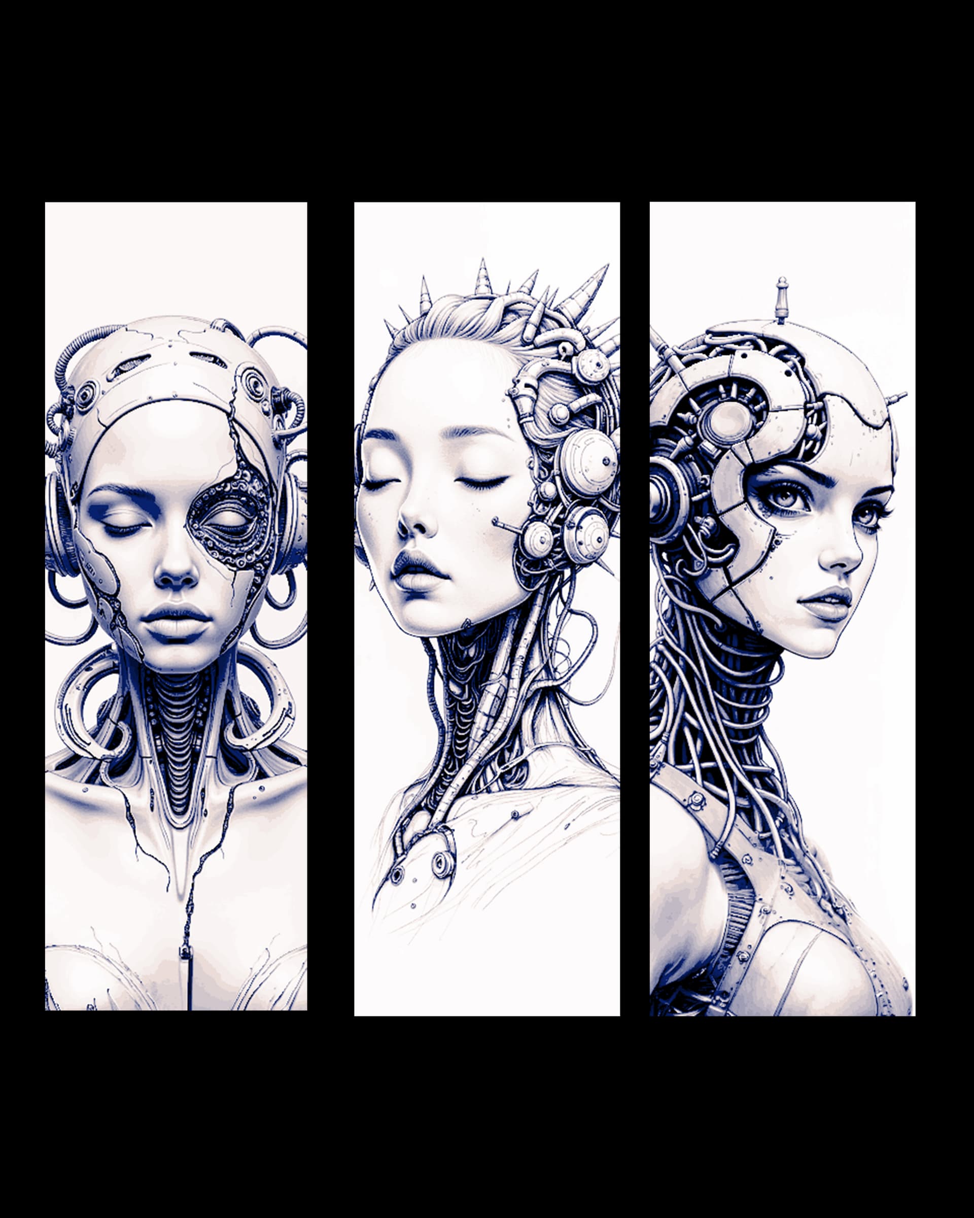 Beauty of Flesh and Metal - Concepts for a cyborg queen - Set of bookmarks by BooneCo3d HueForge model: Beauty of Flesh and Metal - Concepts for a cyborg queen - Set of bookmarks by BooneCo3d