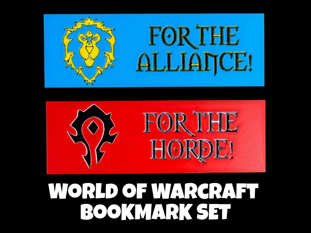 HueForge model: World of Warcraft Bookmark Set - Horde & Alliance by Canadian Gamer