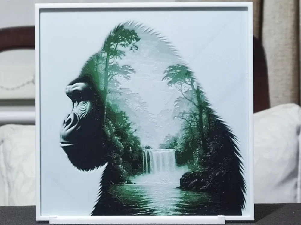 HueForge model: Double Exposure Gorilla - HueForge 3 Color by BoDad