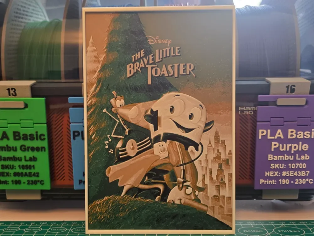 The Brave Little Toaster Poster - Hueforge Art by Lumpy3D HueForge model: The Brave Little Toaster Poster - Hueforge Art by Lumpy3D