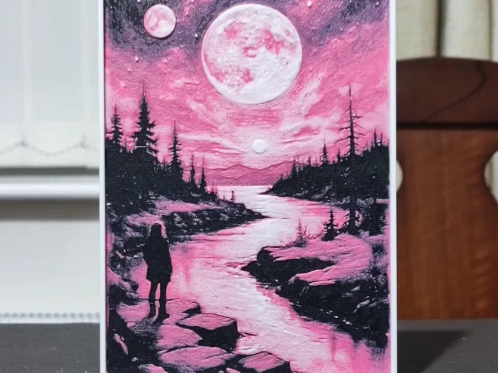 Moons Rising On The River - HueForge 3 Color by BoDad HueForge model: Moons Rising On The River - HueForge 3 Color by BoDad