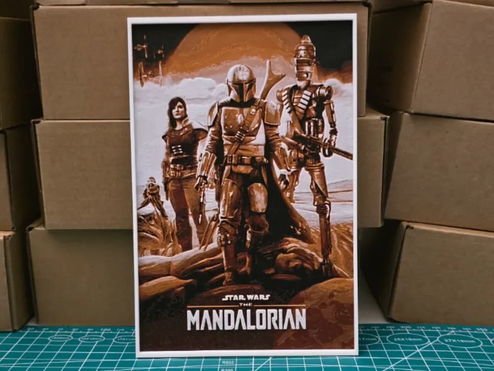 Star Wars The Mandalorian Poster - Hueforge Art by Lumpy3D HueForge model: Star Wars The Mandalorian Poster - Hueforge Art by Lumpy3D
