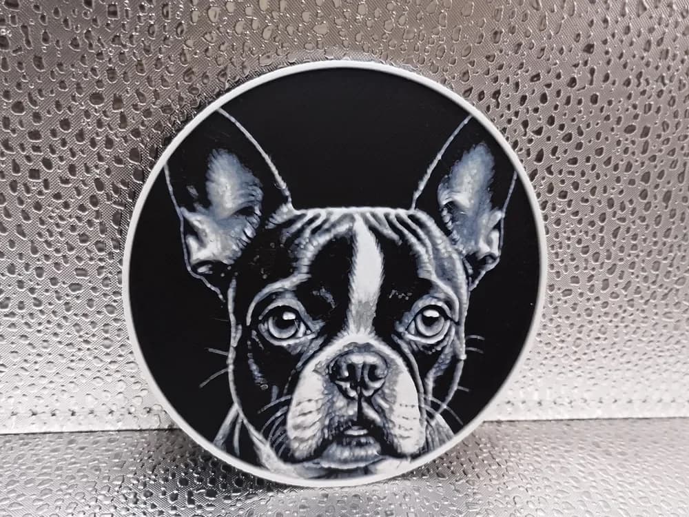 Boston Terrier Coaster – Hueforge by Borishotch Industries HueForge model: Boston Terrier Coaster – Hueforge by Borishotch Industries