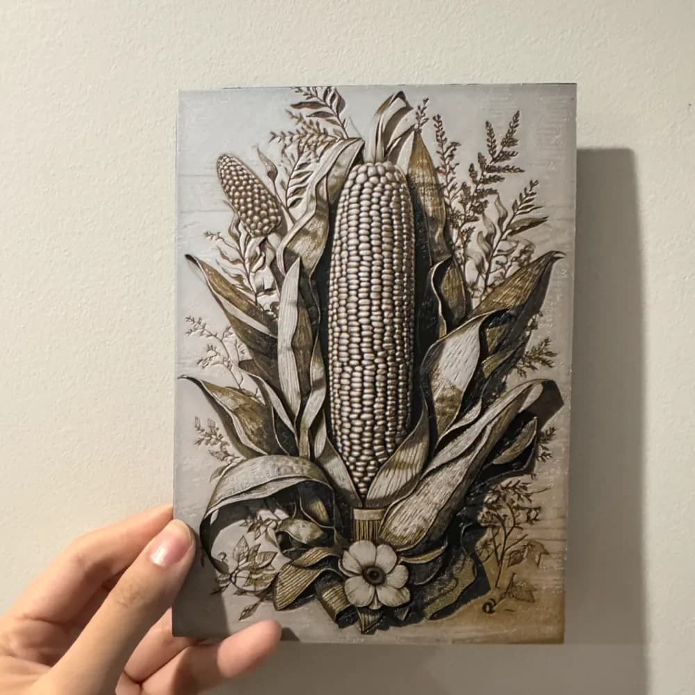 Wood-like Corn Etching - Hueforge Print by cyanidesugar HueForge model: Wood-like Corn Etching - Hueforge Print by cyanidesugar