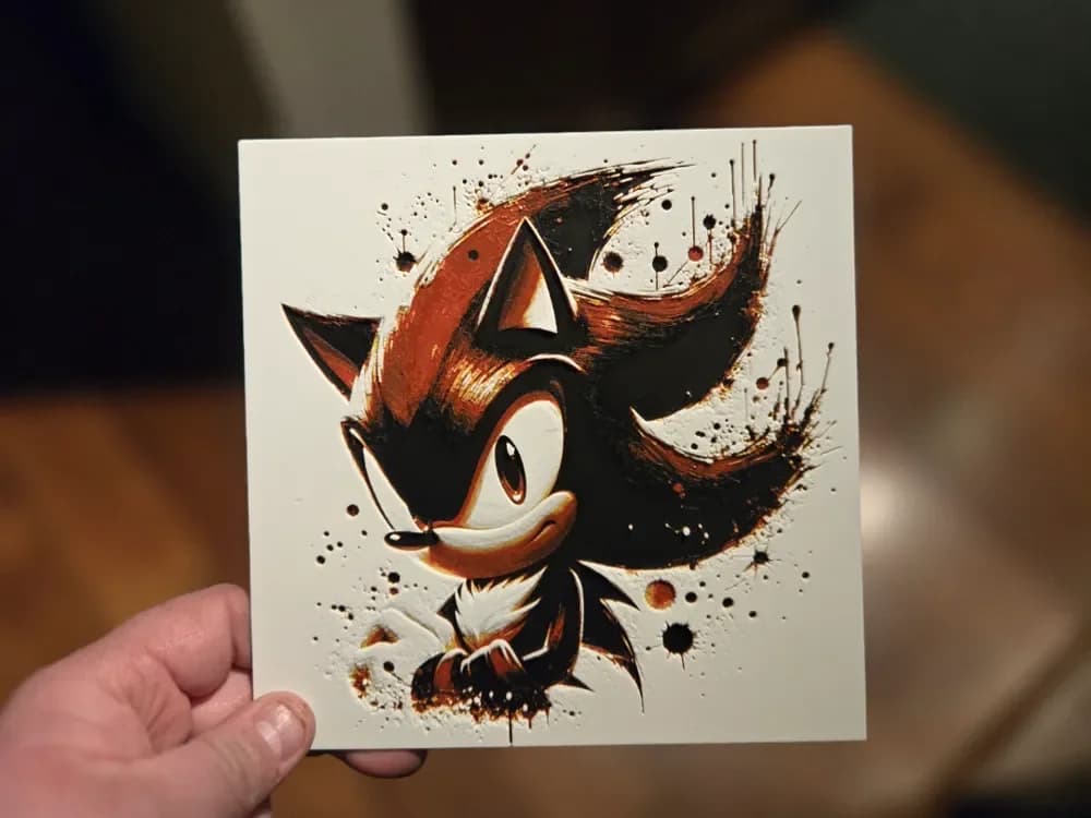 Graffiti Shadow The Hedgehog Hueforge by 3Ree Printing HueForge model: Graffiti Shadow The Hedgehog Hueforge by 3Ree Printing