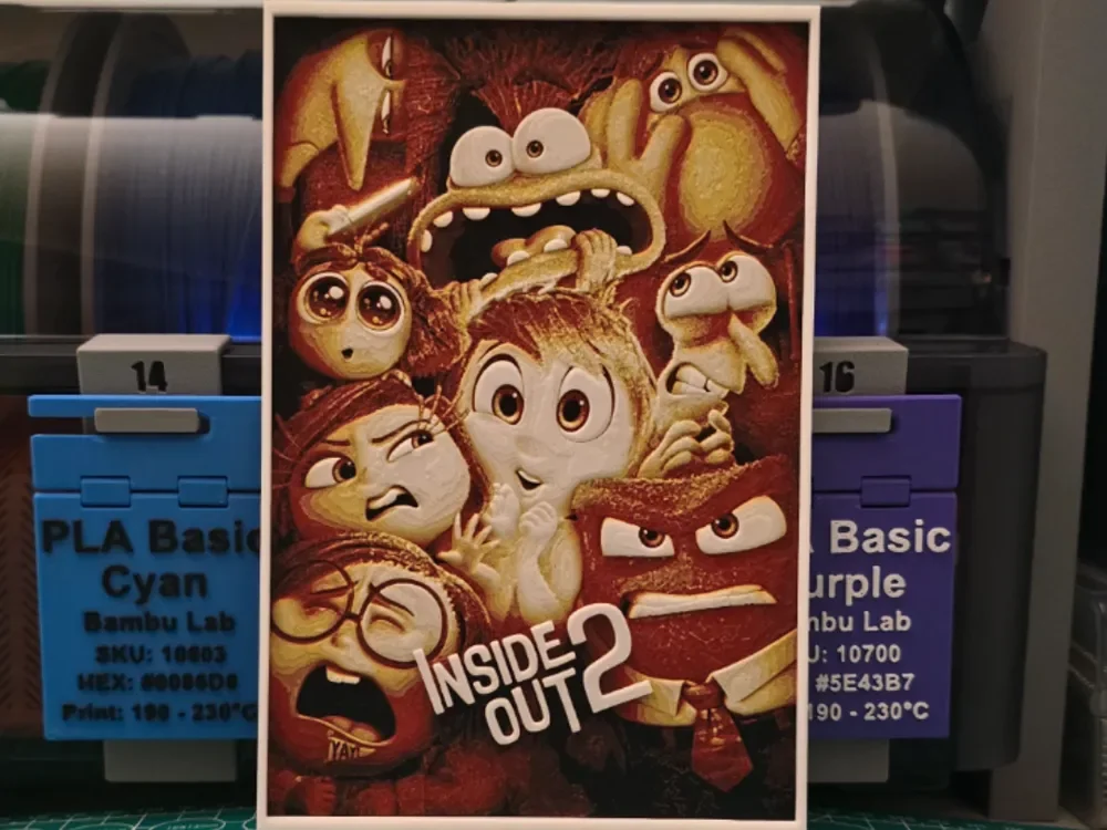 Inside Out 2 Movie Poster - Hueforge Art by Lumpy3D HueForge model: Inside Out 2 Movie Poster - Hueforge Art by Lumpy3D