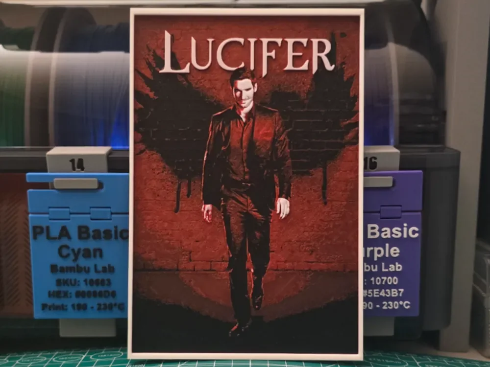 Lucifer Poster - Hueforge Art by Lumpy3D HueForge model: Lucifer Poster - Hueforge Art by Lumpy3D