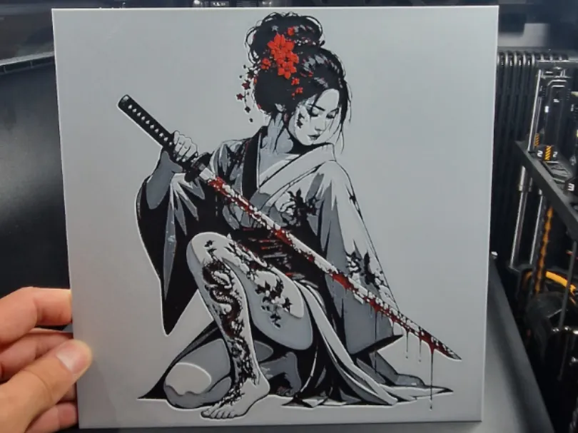 Samurai Girl Hueforge by Dakiren HueForge model: Samurai Girl Hueforge by Dakiren
