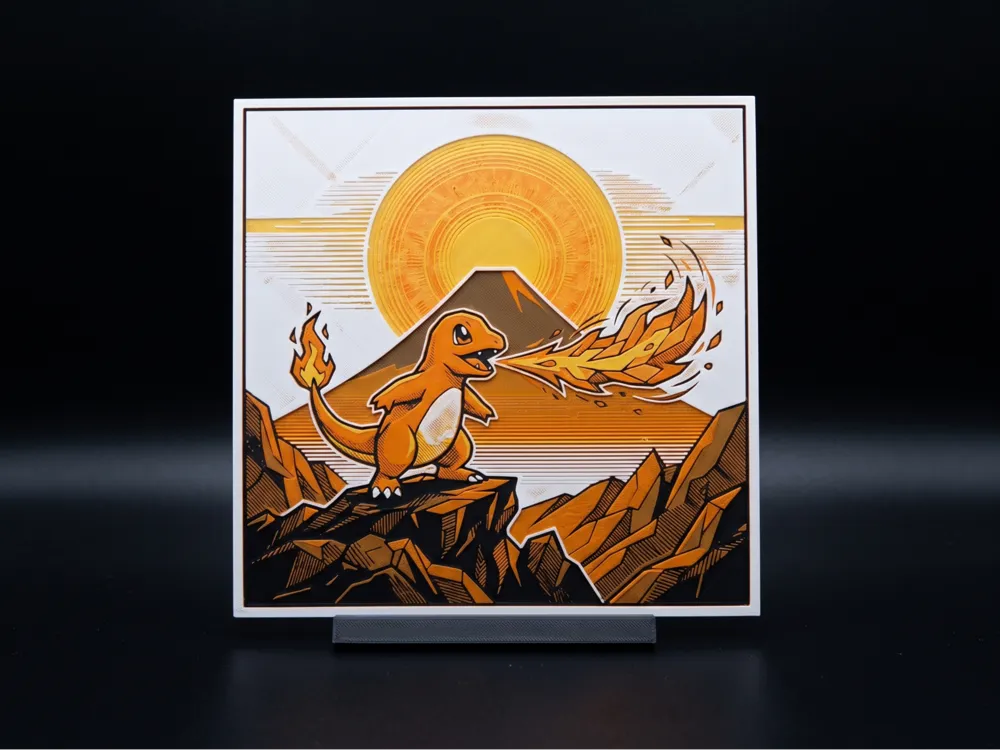 Charmander Volcano - Hueforge by Led HueForge model: Charmander Volcano - Hueforge by Led