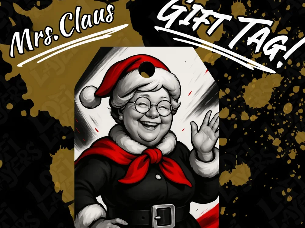 Mrs. Claus Gift Tag Hueforge by LoFi Layers HueForge model: Mrs. Claus Gift Tag Hueforge by LoFi Layers