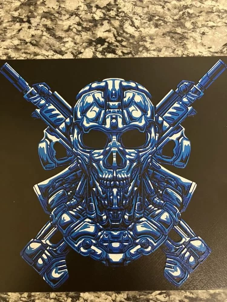 skull and guns (HueForge print) by Houston713Texan HueForge model: skull and guns (HueForge print) by Houston713Texan