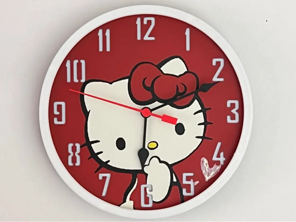 Customizable Clock - Sanrio, Hello Kitty by 3djd HueForge model: Customizable Clock - Sanrio, Hello Kitty by 3djd