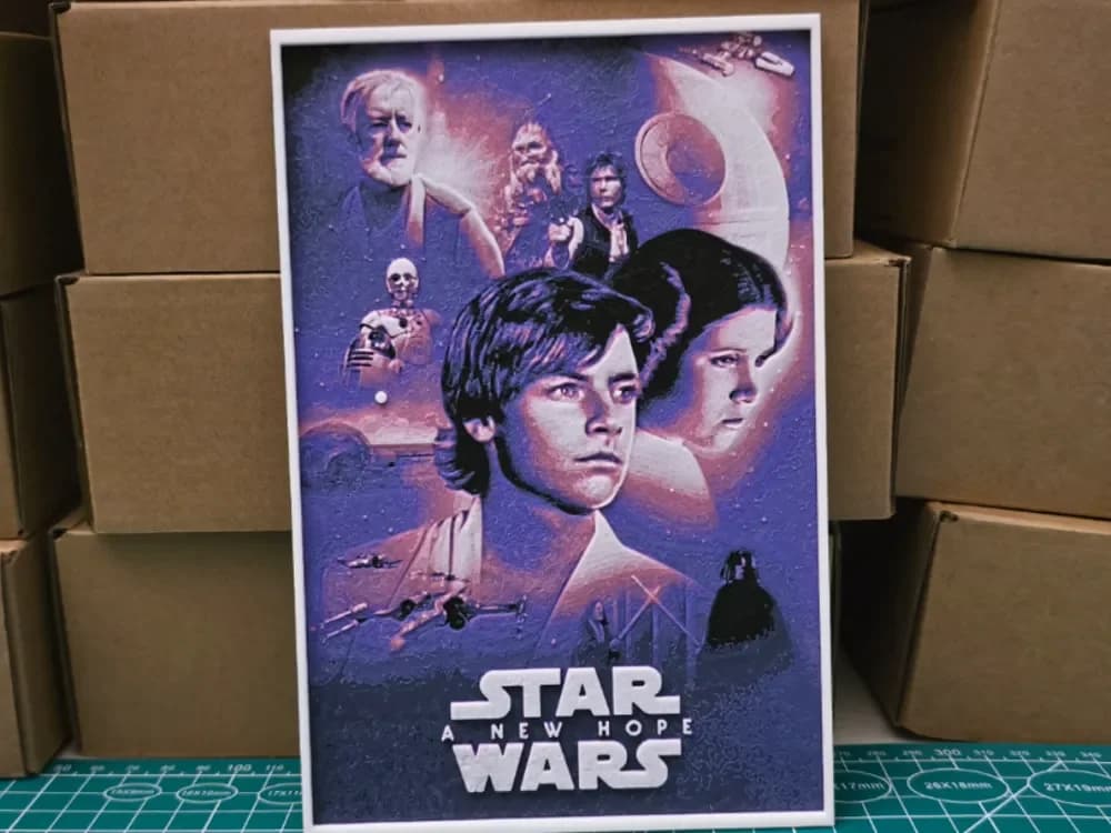 Star Wars IV A New Hope Poster - Hueforge Art by Lumpy3D HueForge model: Star Wars IV A New Hope Poster - Hueforge Art by Lumpy3D