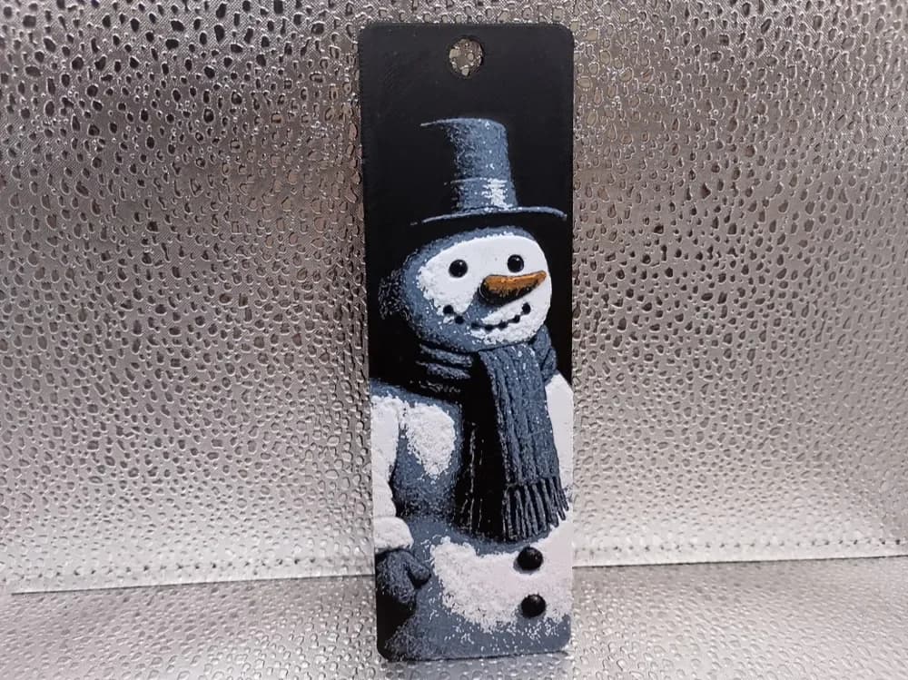 Snowman Hueforge Bookmark by Borishotch Industries HueForge model: Snowman Hueforge Bookmark by Borishotch Industries