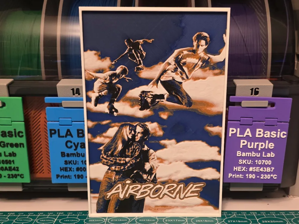 Airborne Movie Poster - Hueforge Art by Lumpy3D HueForge model: Airborne Movie Poster - Hueforge Art by Lumpy3D