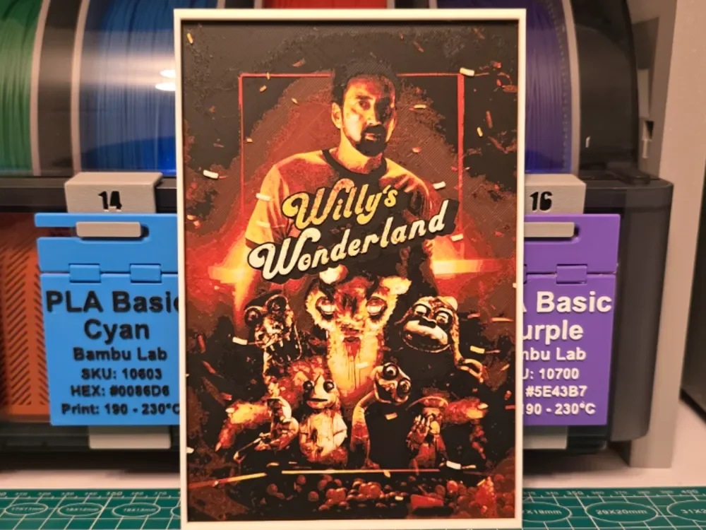 Willy's Wonderland Movie Poster - Hueforge Art by Lumpy3D HueForge model: Willy's Wonderland Movie Poster - Hueforge Art by Lumpy3D
