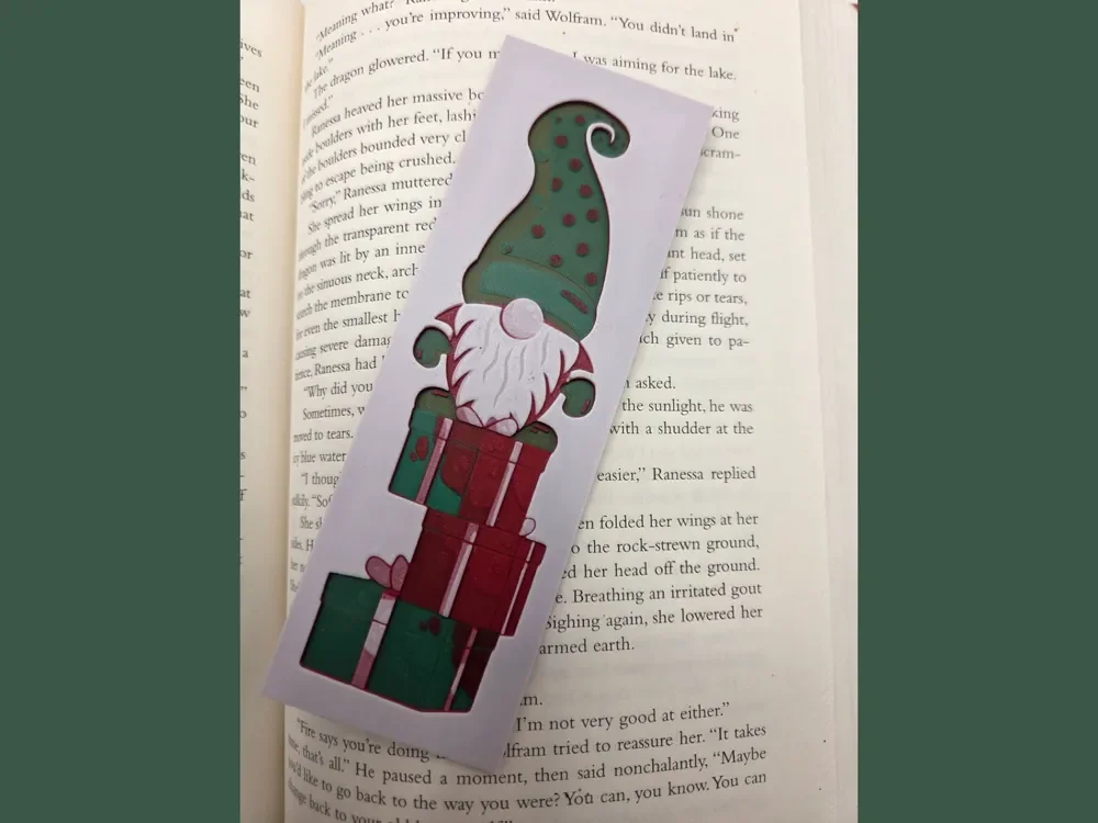 Christmas Gnome Bookmark by MythicHue's HueForge model: Christmas Gnome Bookmark by MythicHue's