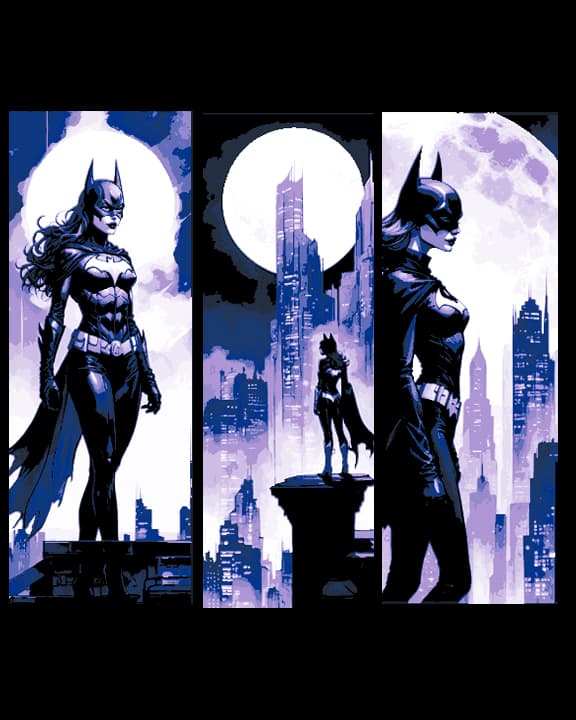 Fan art Showcasing Batgirl looking over Gotham - Set of 3 Bookmarks Fan art Showcasing Batgirl looking over Gotham - Set of 3 Bookmarks
