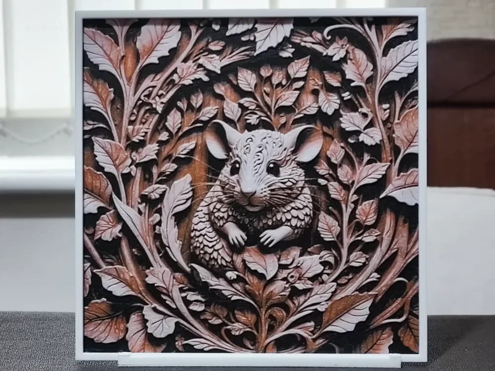 HueForge model: Wood Carving Mouse - HueForge 3 Color by BoDad