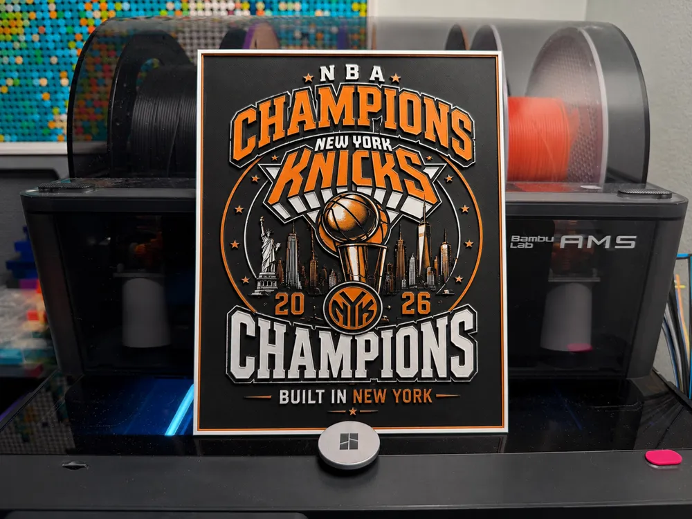New York Knicks 2026 NBA Champions HueForge by liv_3d HueForge model: New York Knicks 2026 NBA Champions HueForge by liv_3d