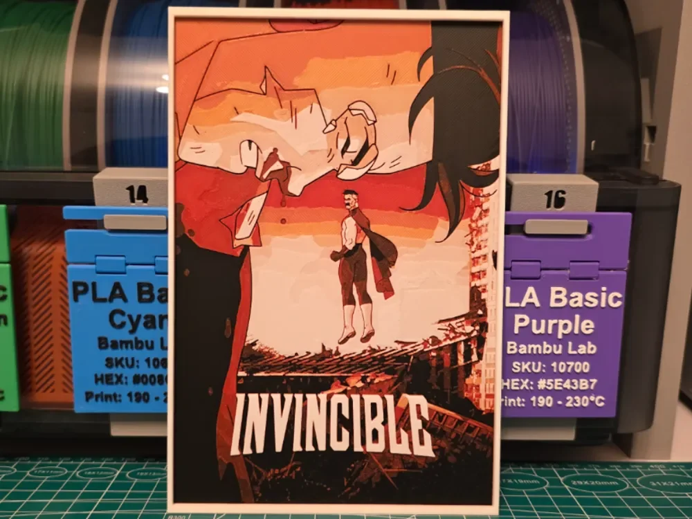 Invincible Poster - Hueforge Art by Lumpy3D HueForge model: Invincible Poster - Hueforge Art by Lumpy3D