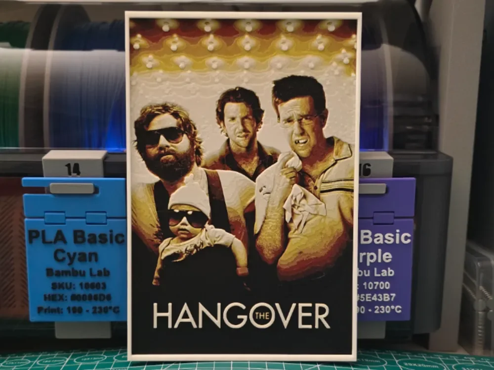 The Hangover Movie Poster - Hueforge Art by Lumpy3D HueForge model: The Hangover Movie Poster - Hueforge Art by Lumpy3D